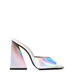 The Attico Devon 115 Iridescent Mules Silver Leather Womens Size 37 7